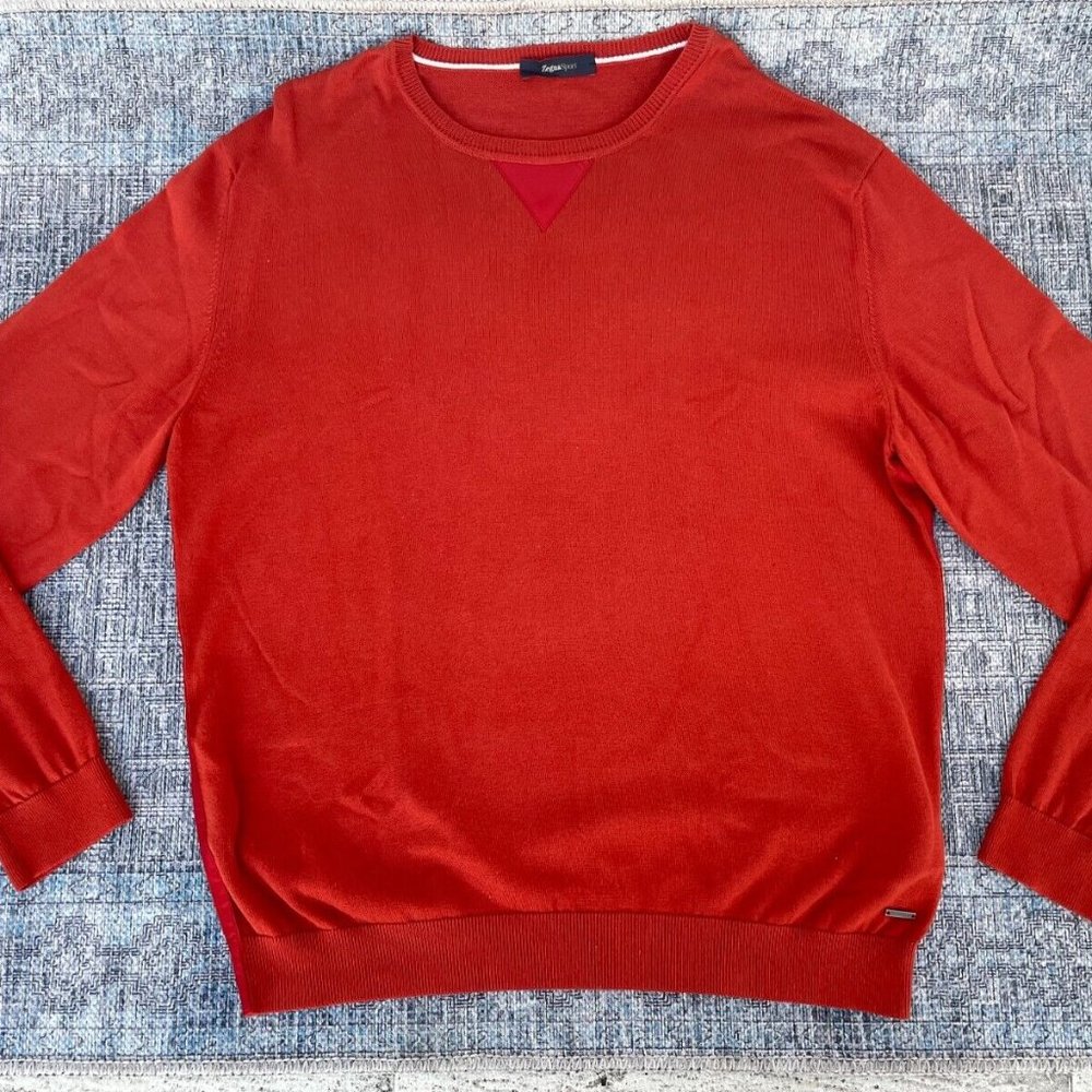 Ermenegildo Zegna Men Sweater Orange Cotton Long Sleeve Zegna Sport Size XL